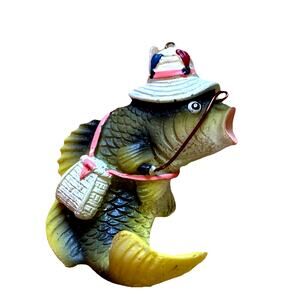 Fish w/ Hat Christmas Ornament Fishing Fisherman Fun Holiday Decor Decorative
